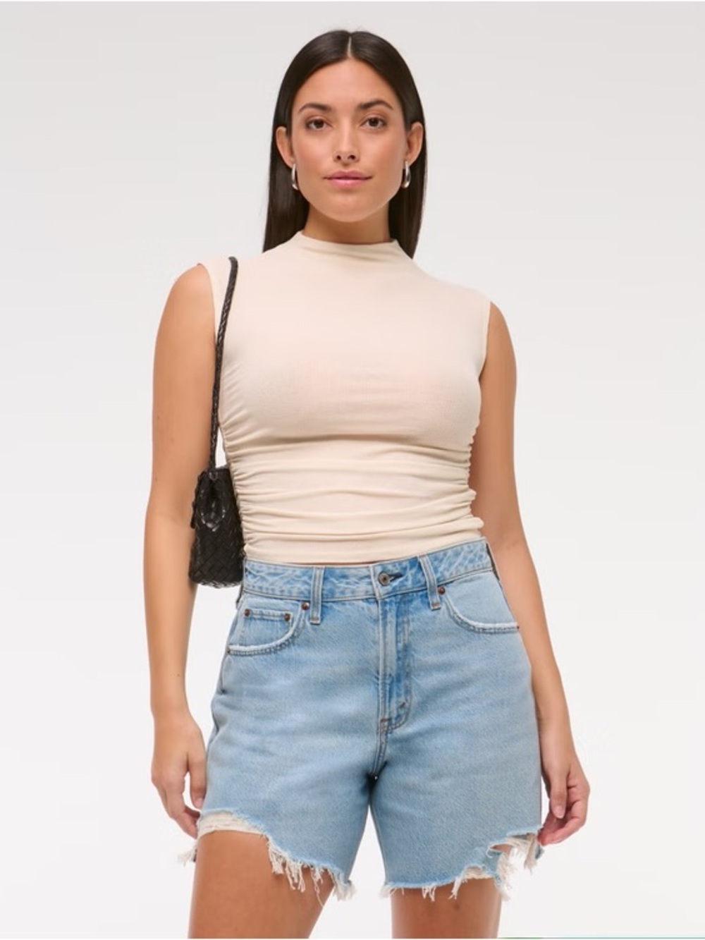 Abercrombie & Fitch Curve Love High Rise Loose Denim Short